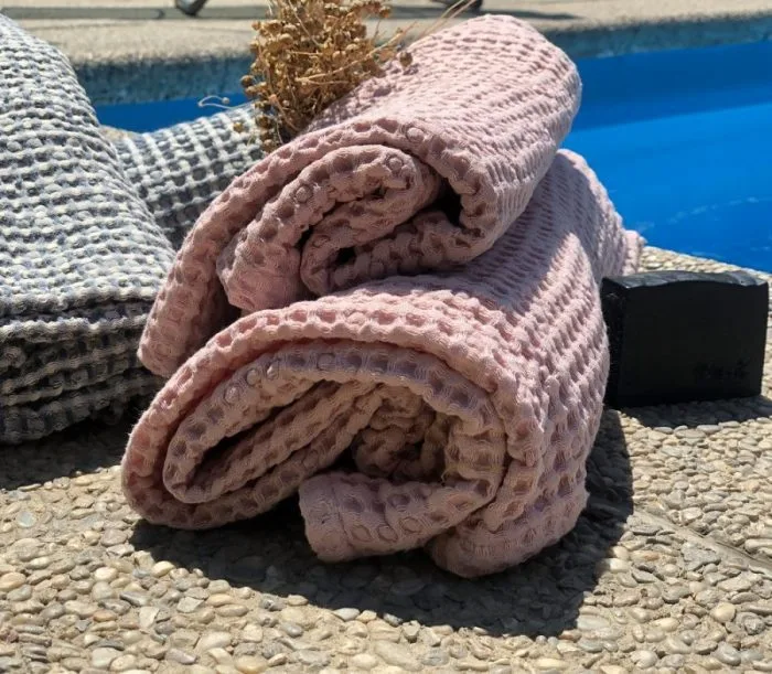 ružový ľanový uterák