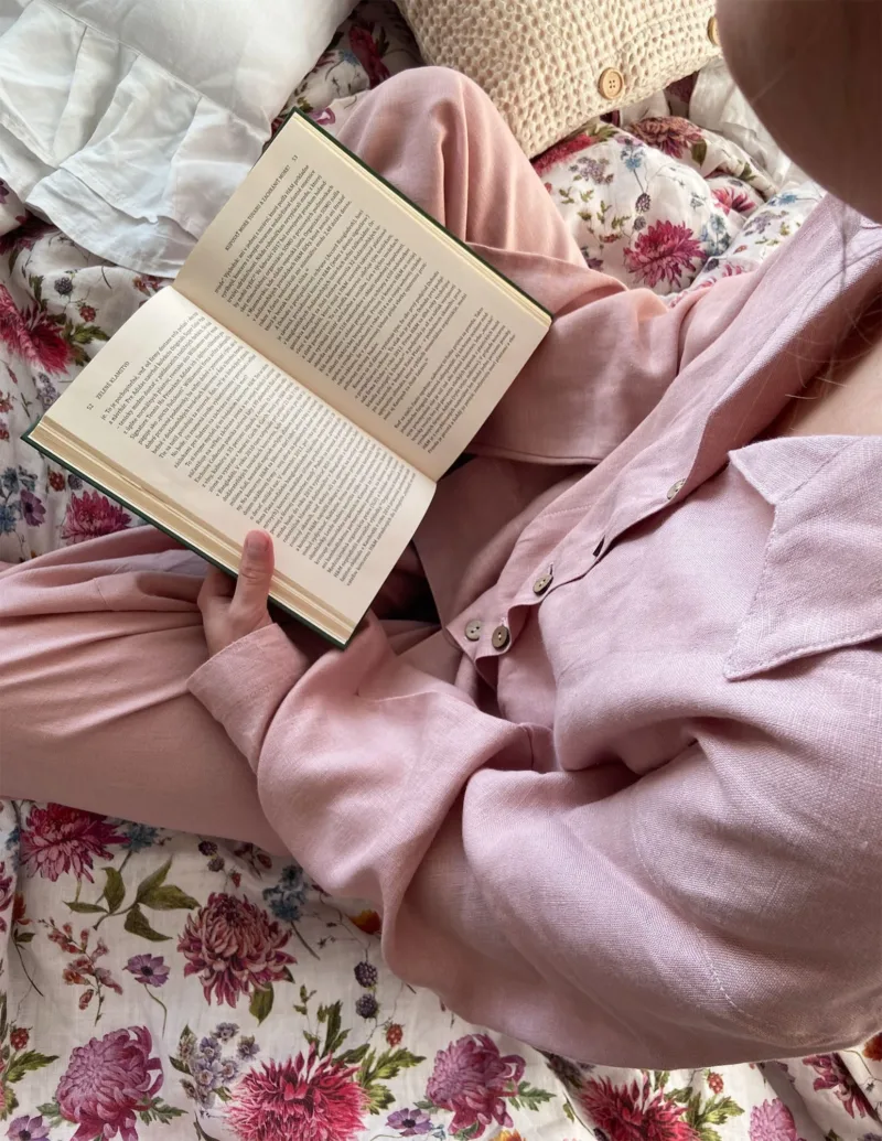 ružové ľanové pyžamo Anna